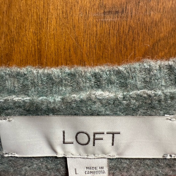 LOFT Heather Gray V-Neck Sweater - Picture 2 of 5